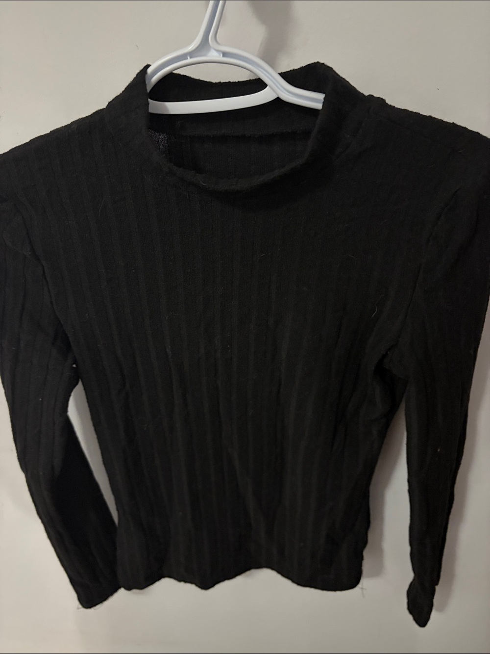 Black Ribbed Mock Neck Women's Top